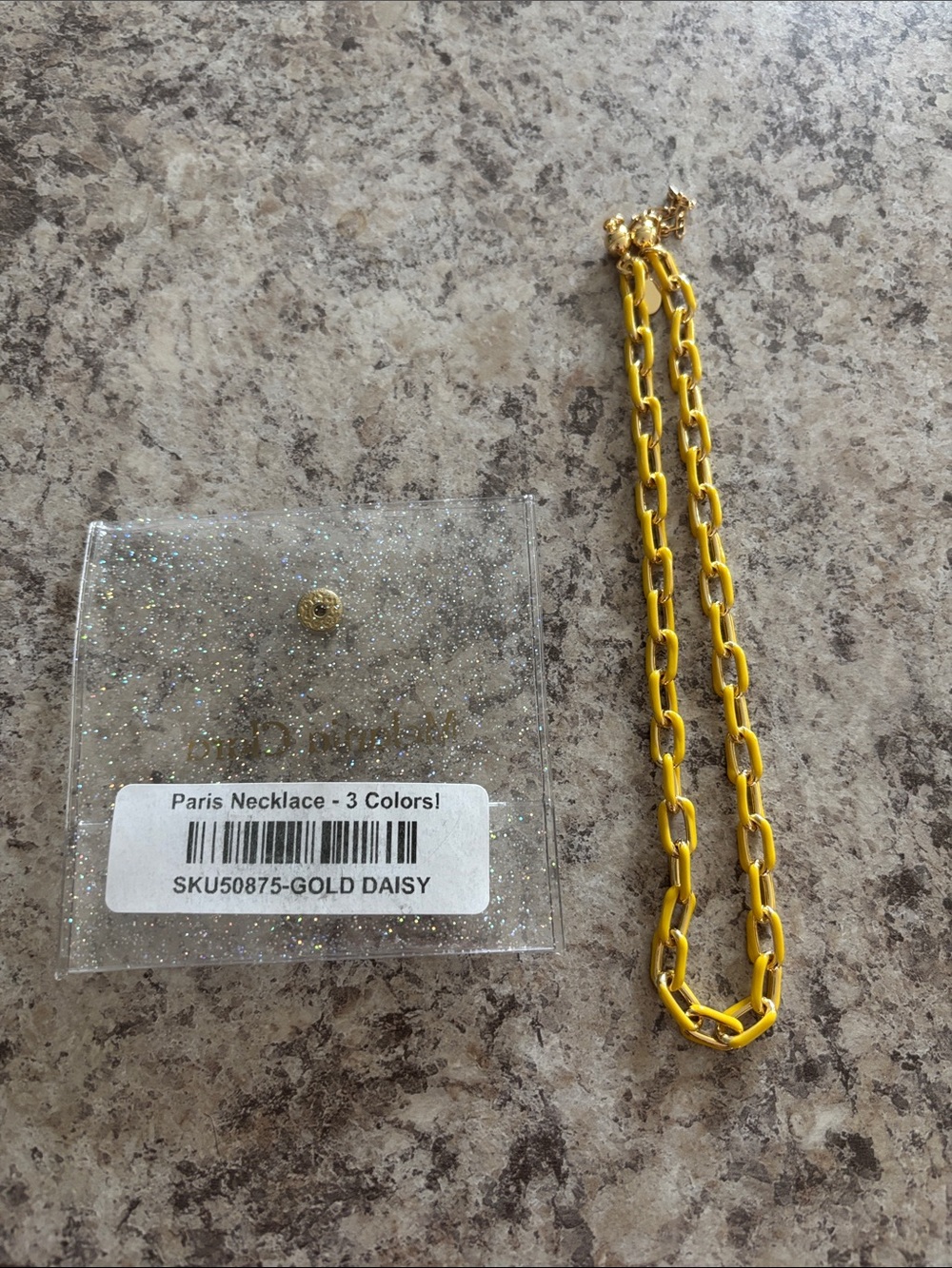 Gold Daisy Yellow Link Necklace by